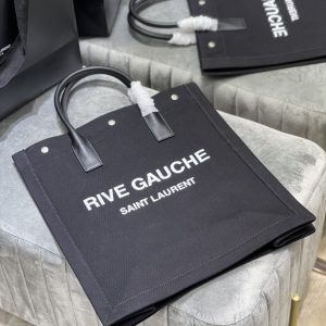 5 saint laurent rive gauche northsouth tote bag in printed linen for women 153in39cm ysl 63253996n9e1070 9988