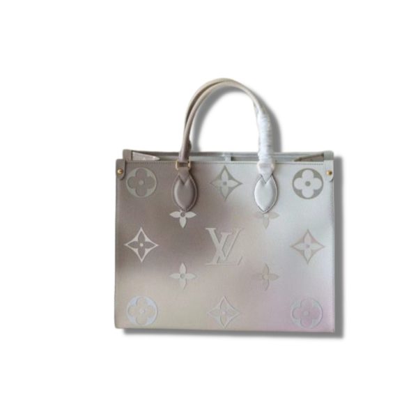 4 louis vuitton onthego mm tote bag in monogram canvas sunset kaki for women 138in35cm lv m20510 9988