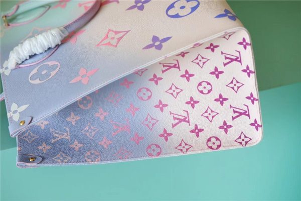 6 louis vuitton onthego gm blue tote bag in monogram canvas sunrise pastel for women 161in41cm lv m46076 9988