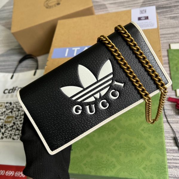 3 gucci x adidas ozweego wallet with chain black for women womens bags 75in19cm gg 621892 uz3bg 1057 9988