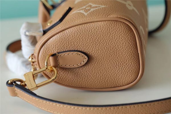 2 louis vuitton nano speedy monogram empreinte arizona beige cream for women womens handbags shoulder and crossbody bags 63in16cm lv m81457 9988