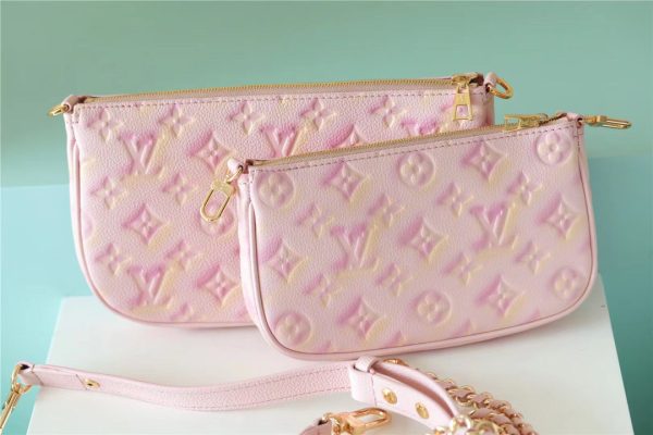 2 louis vuitton multi pochette accessoires monogram empreinte pink for women womens handbags 94in24cm lv m46093 9988