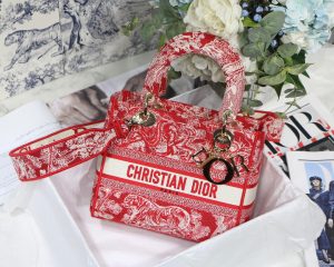 christian dior medium lady dlite bag red for women womens handbags 24cm95in cd 9988