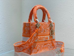 2 christian dior medium lady dlite bag orange for women womens handbags 24cm95in cd m0565oroc m057 9988