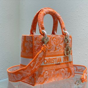 2 christian dior medium lady dlite bag orange for women womens handbags 24cm95in cd m0565oroc m057 9988