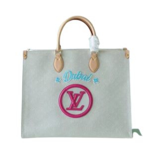 4 louis vuitton onthego gm monogram giant and raffia white pink for women womens handbags shoulder and crossbody bags 41cm161in lv 9988
