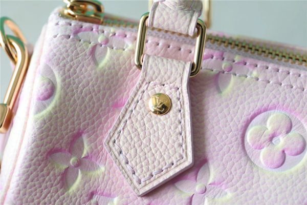 9 louis vuitton nano speedy monogram empreinte pink for women womens handbags shoulder and crossbody bags 16cm63in lv m81508 9988