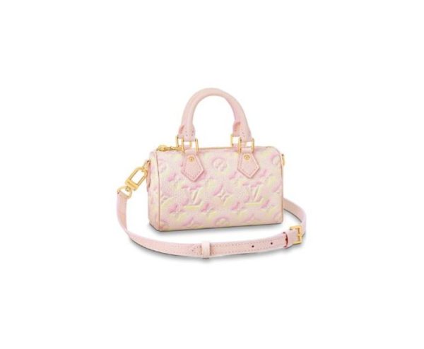 11 louis vuitton nano speedy monogram empreinte pink for women womens handbags shoulder and crossbody bags 16cm63in lv m81508 9988