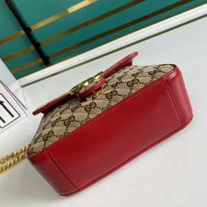 1 gucci ladies gg canvas marmont mini top handle bag beige and red gg canvas for women 83in21cm gg 583571 hvkeg 8561 9988