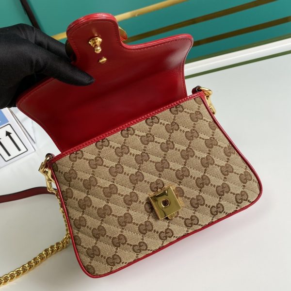 7 gucci ladies gg canvas marmont mini top handle bag beige and red gg canvas for women 83in21cm gg 583571 hvkeg 8561 9988