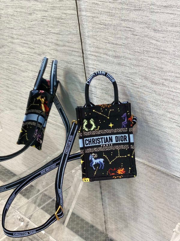 3 christian dior mimi dior book tote phone bag black for women womens handbags 7in18cm cd 9988