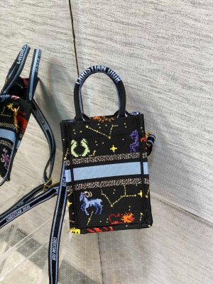 5 christian dior mimi dior book tote phone bag black for women womens handbags 7in18cm cd 9988