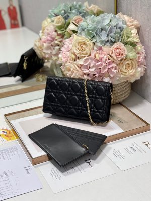 1-Christian Dior Lady Dior Pouch Black For Women Womens Handbags 8.5In21.5Cm Cd S0204sloi_M989   9988