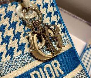 2-Christian Dior Lady Dlite Ziczac Blue For Women Womens Handbags 9.4In24cm Cd   9988