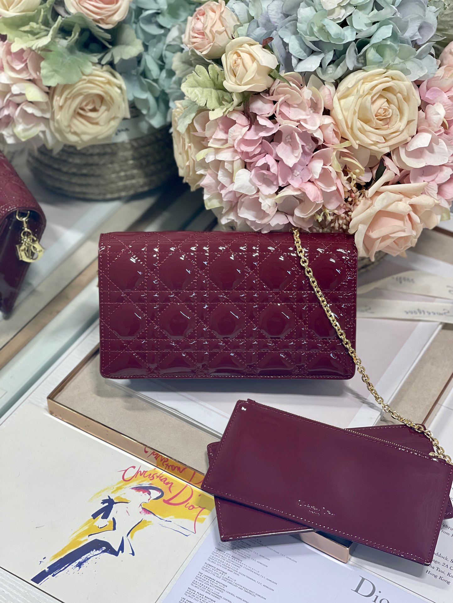 1 christian dior lady dior pouch maroon for women womens handbags 85in215cm cd 9988