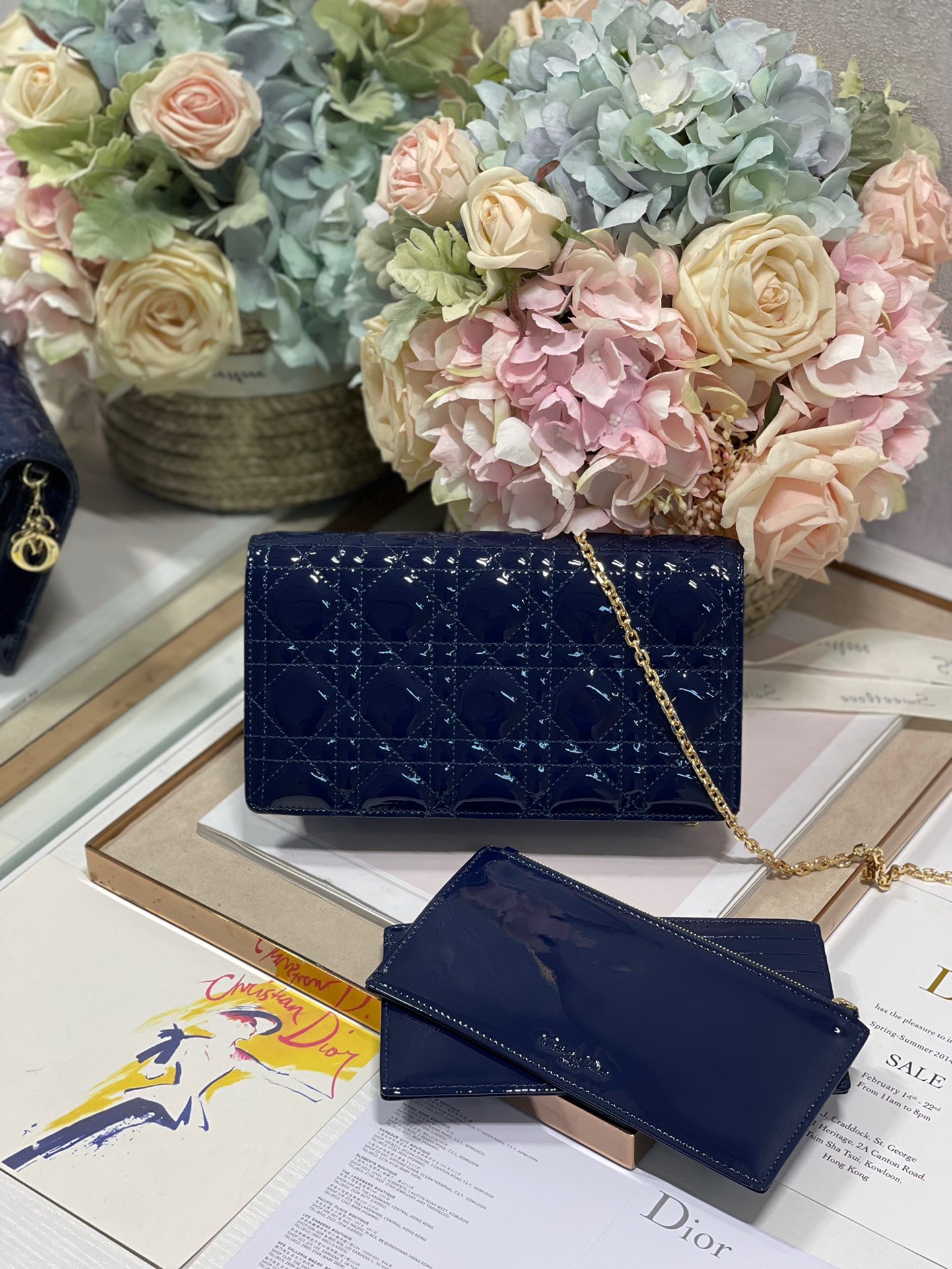 Lady Dior Pouch with Chain Sand-Colored Cannage Lambskin | DIOR