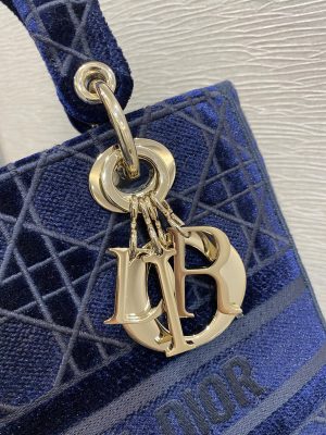 2-Christian Dior Small Lady Dlite Blue Bag For Women 9.5In24cm Cd   9988