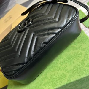 6 gucci marmont matelasse shoulder bag black for women womens bags 95in24cm gg 9988