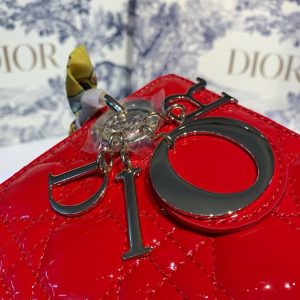 1-Christian Dior Small Lady Dior Bag Gold Toned Hardware Cherry Red Patent For Women 8In20cm Cd M0531owcb_M323   9988