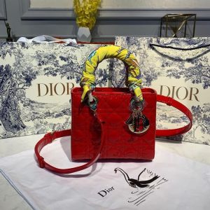 4-Christian Dior Small Lady Dior Bag Gold Toned Hardware Cherry Red Patent For Women 8In20cm Cd M0531owcb_M323   9988
