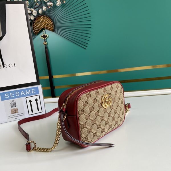 1 gucci marmont small shouder bag beigeebony diagonal matelass original gg canvas for women 7in18cm gg 9988