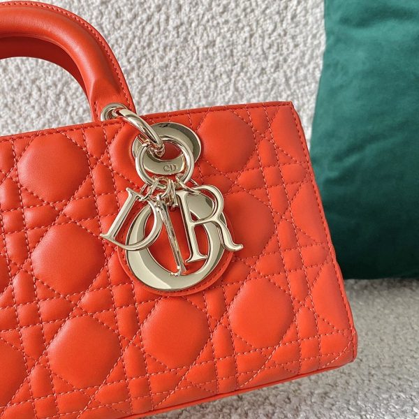 2 christian dior lady djoy bag orange for women womens handbags 26cm cd 9988