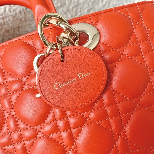 6 christian dior lady djoy bag orange for women womens handbags 26cm cd 9988