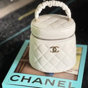 1-Chanel Small Vanity Case 16Cm White For Women As3210   9988