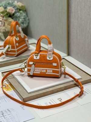 christian dior mini vibe zip bowling bag orange for women womens handbags bowling bags 17cm cd 9988