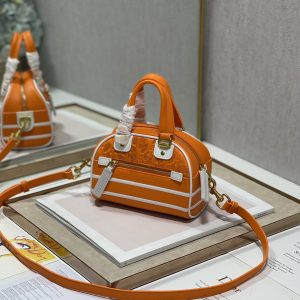 2 christian dior mini vibe zip bowling bag orange for women womens handbags bowling bags 17cm cd 9988