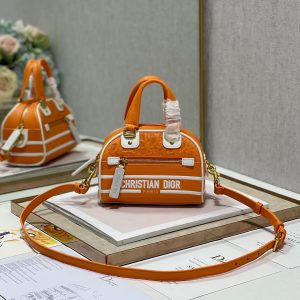 3 christian dior mini vibe zip bowling bag orange for women womens handbags bowling bags 17cm cd 9988