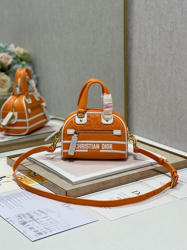 3 christian dior mini vibe zip bowling bag orange for women womens handbags bowling bags 17cm cd 9988