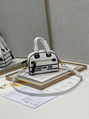 2-Christian Dior Mini Vibe Zip Bowling Bag White For Women Womens Handbags Bowling Bags 17Cm Cd   9988