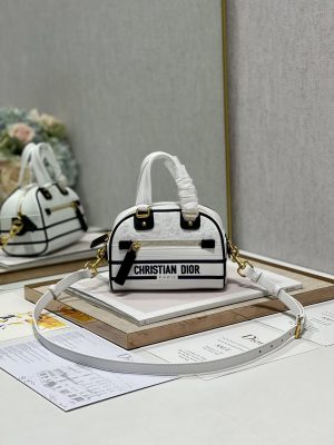 3-Christian Dior Mini Vibe Zip Bowling Bag White For Women Womens Handbags Bowling Bags 17Cm Cd   9988