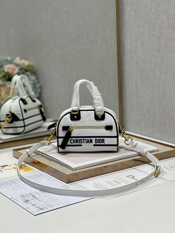 3 christian dior mini vibe zip bowling bag white for women womens handbags Hourglass bowling bags Hourglass 17cm cd 9988