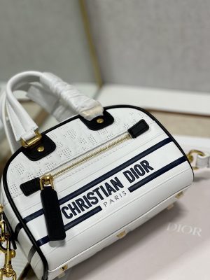 5 christian dior mini vibe zip bowling bag white for women womens handbags Hourglass bowling bags Hourglass 17cm cd 9988