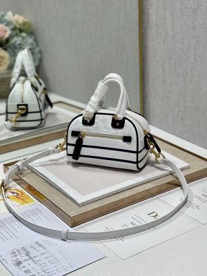 6 christian dior mini vibe zip bowling bag white for women womens handbags Hourglass bowling bags Hourglass 17cm cd 9988
