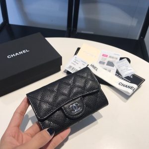 chanel classic card holder silver hardware black for women womens wallet 45in115cm 9988