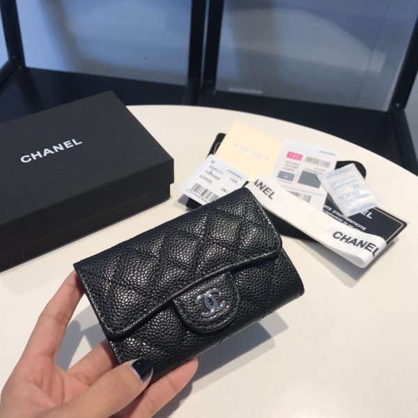 chanel Jennifer classic card holder silver hardware black for women womens wallet 45in115cm 9988