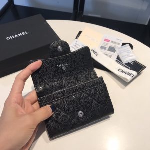 3 chanel Jennifer classic card holder silver hardware black for women womens wallet 45in115cm 9988