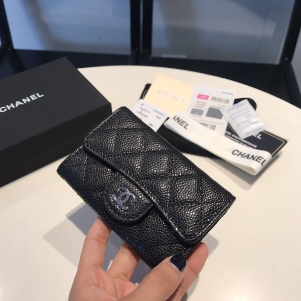 4 chanel Jennifer classic card holder silver hardware black for women womens wallet 45in115cm 9988