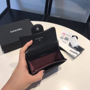 7 chanel Jennifer classic card holder silver hardware black for women womens wallet 45in115cm 9988