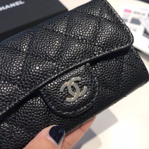 chanel classic card holder gold toned hardware black for women womens wallet 45in115cm 9988