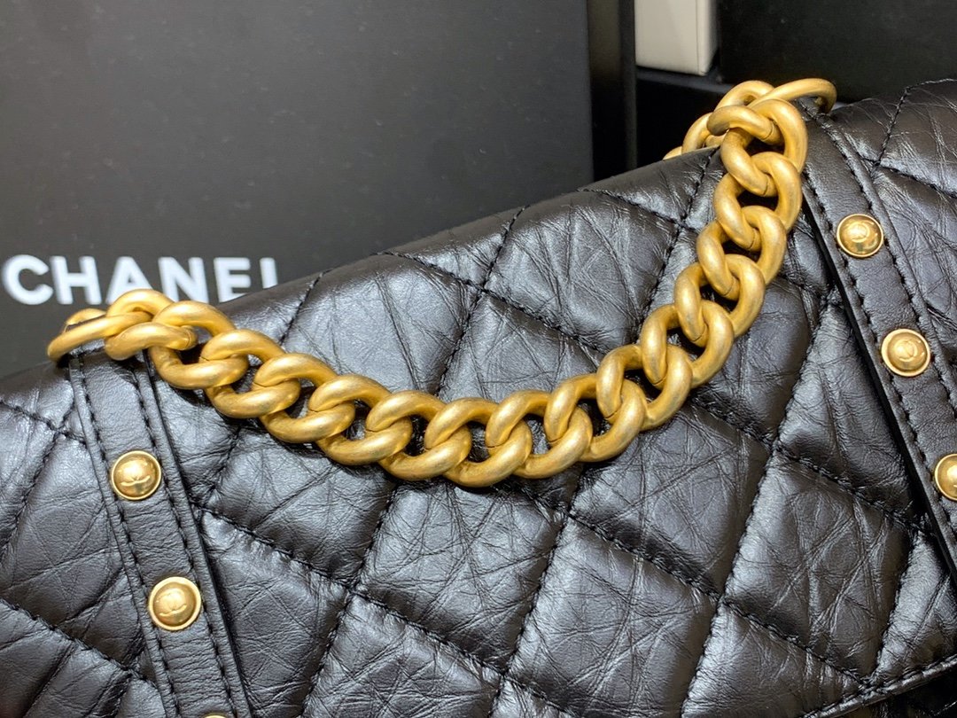 1 chanel co co shoulder bag gold chain black 98in25cm 9988