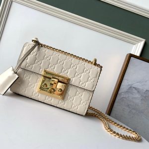 3 gucci gg embossed padlock shoulder bag white milky for women 8in20cm 9988