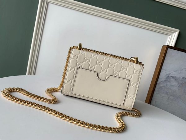 6 gucci gg embossed padlock shoulder bag white milky for women 8in20cm 9988