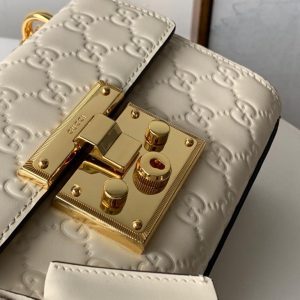 7 gucci gg embossed padlock shoulder bag white milky for women 8in20cm 9988