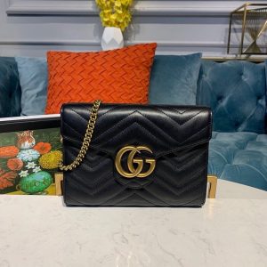 4-Gucci Gg Marmont Matelass Mini Bag Black Matelass Chevron With Gg On The Back For Women 8In20cm Gg 474575 Dtd1t 1000   9988
