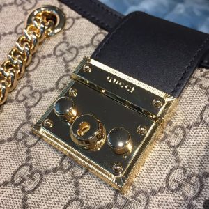 2-Gucci Padlock Small Gg Shoulder Bag Beigeebony Gg Supreme Canvas With Black For Women 10In26cm Gg 498156 Khnkg 9769   9988