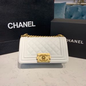4-Chanel Small Boy Handbag White For Women Womens Bags Shoulder And Crossbody Bags 7.8In20cm A67085   9988